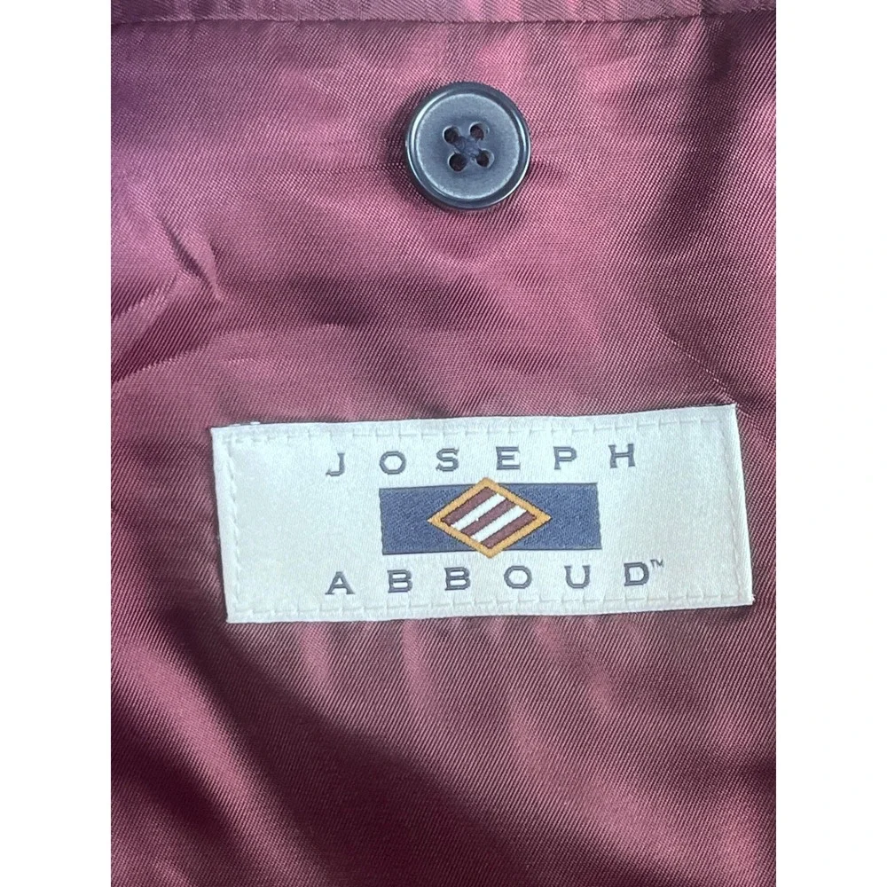 Joseph Abboud Boys Blue Two Button Blazer Jacket Size 8R Burgundy Lining